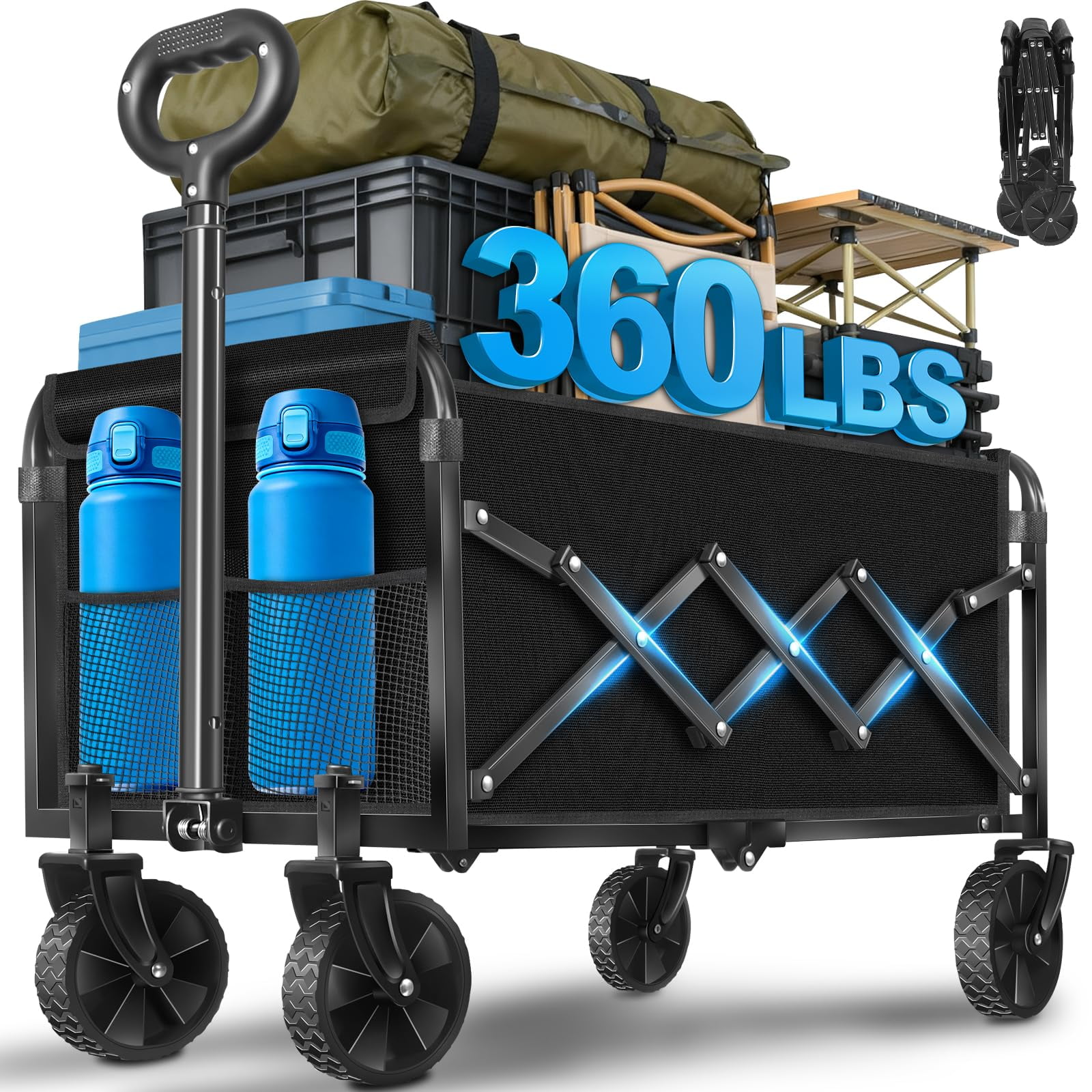 Carro Plegable Liapott, Capacidad De 74 Kg, Ruedas 360°