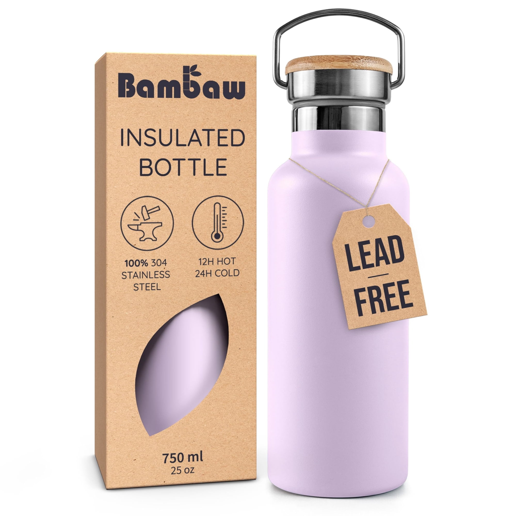 Termo Bambaw De Acero Inoxidable Aislado 700 Ml Lavanda