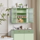 thumbnail image 2 of 27.56"Glass Doors Modern Two-door Wall Cabinet with Featuring Three-tier Storage for Entryway Living Room Bathroom Dining Room,Mint Green, 2 of 3