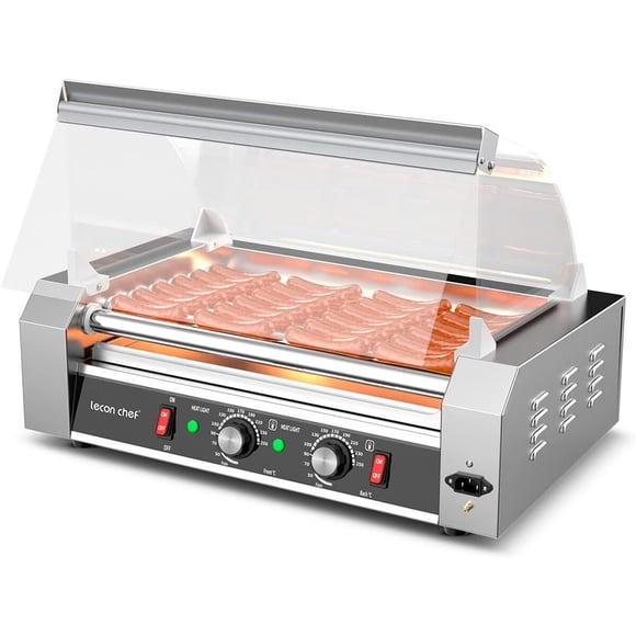 Máquina de Hot Dogs Leconchef de 7 Rodillos de Acero Inoxidable 1200 W