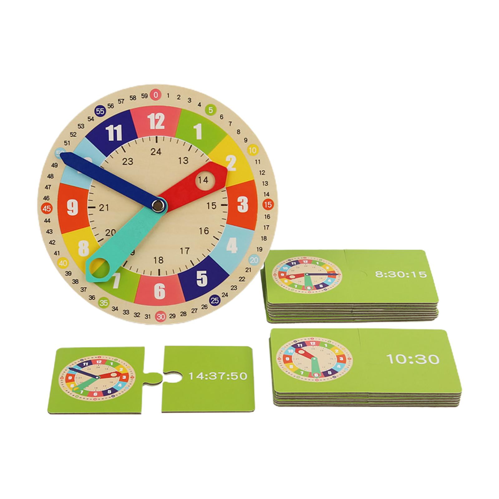 Magideal - Juego De Actividades De Reloj De Enseñanza De Madera, Material Didáctico, Juguete De Jardín De Infantes Montessori, Reloj De Aprendizaje Numérico Para