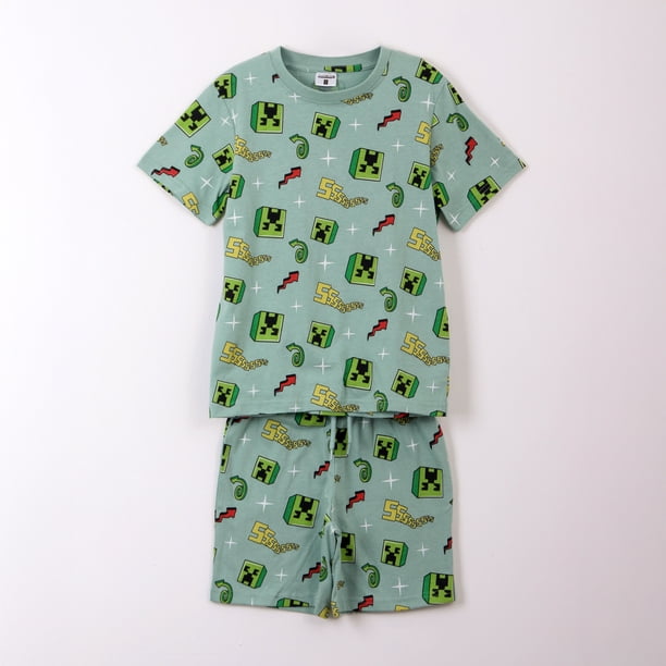 Pijama Manga Corta Niño Minecraft Creepers Verde