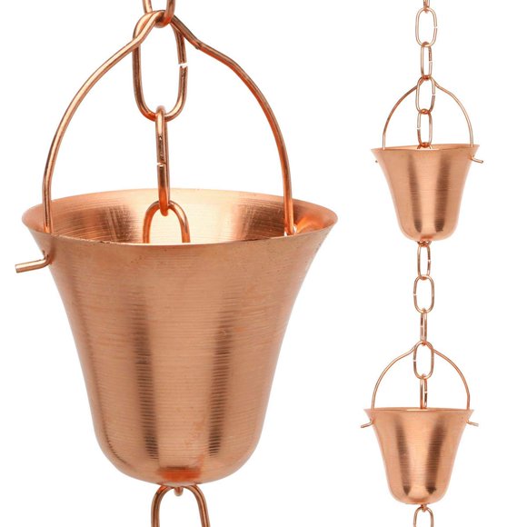 Cadena para lluvia, color marrgon, estilo campana de cobre, 2 m de largo, ajuste universal