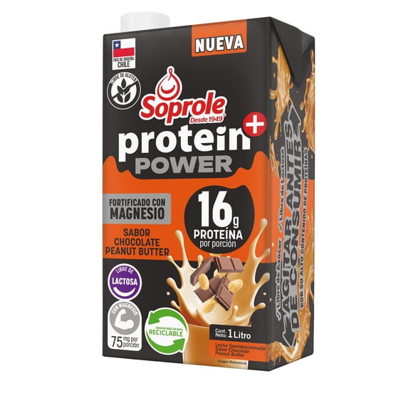 Soprole leche protein+ power peanut butter chocolate 1L, 1 L
