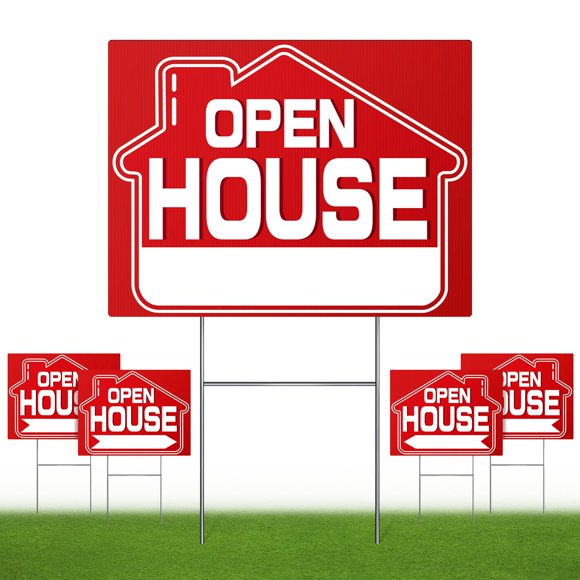 Open House Signs ISIYHCC, 16 x 12 cm, doble cara, para patio (paquete de 5)