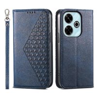 Funda Flip Foxdock Para Xiaomi Redmi 13 4G , Estilo Billetera Con Diseño Rombo, Correa De Mano Y Soporte, Uso Diario