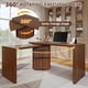 thumbnail image 3 of 90" Modern L Shaped Desk in Walnut with 3 Drawers,360° Wood Rotating Desk,Executive Office Desk,Corner Desk,Office Study Workstation,for Home Office or Living Room, 3 of 3