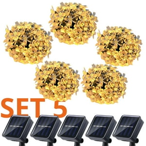 Genérico - Set 5 Guirnalda Solar Flor Calida 50 Led Decoracion 7 Metros
