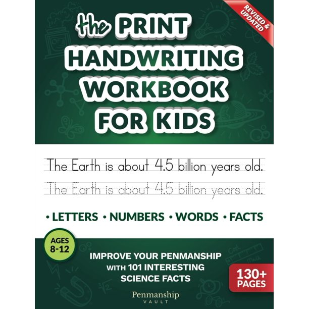 The Print Handwriting Workbook for Kids: Improve your Penmanship with 101 Interesting Science Facts