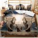 thumbnail image 2 of Wild Animal Giraffe Elephant Rhino Zebra Quilt Duvet Cover Set Doona Cover3-Piece Bedding Set, 2 of 5