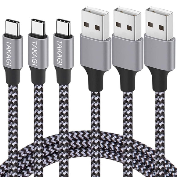 Cable USB-C TAKAGI USB-A a Tipo C 3 A, paquete de 3