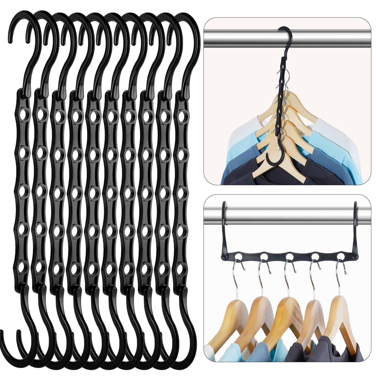 Perchas Que Ahorran Espacio House Day Black Magic, Paquete De 10