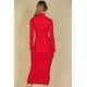 thumbnail image 3 of Saronite Vestido Midi Ajustado de Punto Acanalado con Cuello Alto y Manga Larga Basics, Negro (para Mujer), 3 of 5