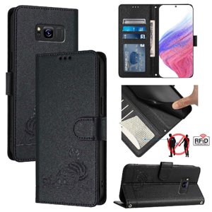 Funda Tipo Cartera Foxdock Para Samsung Galaxy S8 Con Soporte, Ranuras, Rfid, Diseño De Gato