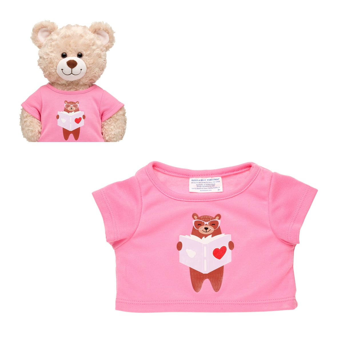 Polera Build A Bear Oso Lector Algodón Suave