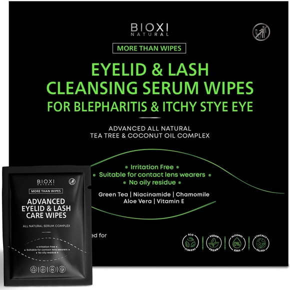 Toallitas para Ojos BIOXI 60 uds Suero Limpiador Suave Coreano