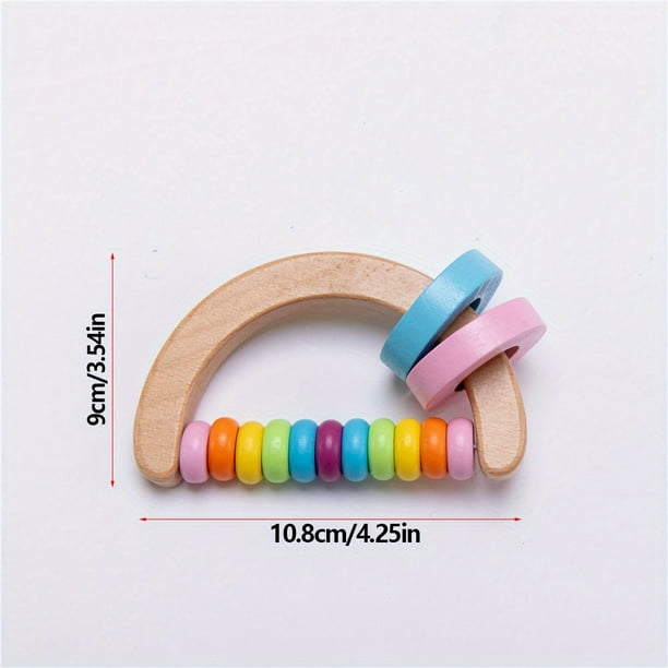 1pc Wooden Baby Rattle Set - Montessori Teething Ring, Log And Rattle Grab Baby Toys, Training Hands-on Ability And Cognition Early Education Toy Gift