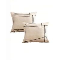 Genérico - Juego De 2 Fundas De Cojin 45Cmx45Cm Bordado De Linea Color Beige