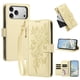 thumbnail image 1 of Funda Billetera Floral en Relieve iphone17 pro con Tarjetero y Cremallera Blanco, 1 of 6