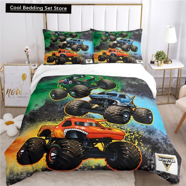 Cartoon Monster Truck All Season Duvet Cover Comforter Bedding sets Soft Quilt Cover and Pillowcases /Double//King Bed Sheets