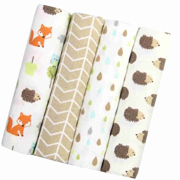 Set 4 Tutos Bebé Franela 100% Algodón 76 X 76 Cm Diseño 2 - BABYMINE