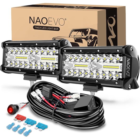 NAOEVO Barra de luces LED de 7 pulgadas, luz blanca todoterreno antiniebla