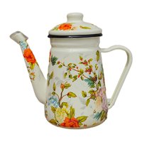 Bothyi - Jarra De Agua Esmaltada Para Cocina De Restaurante, Agua Hirviendo Con Hojas Verdes