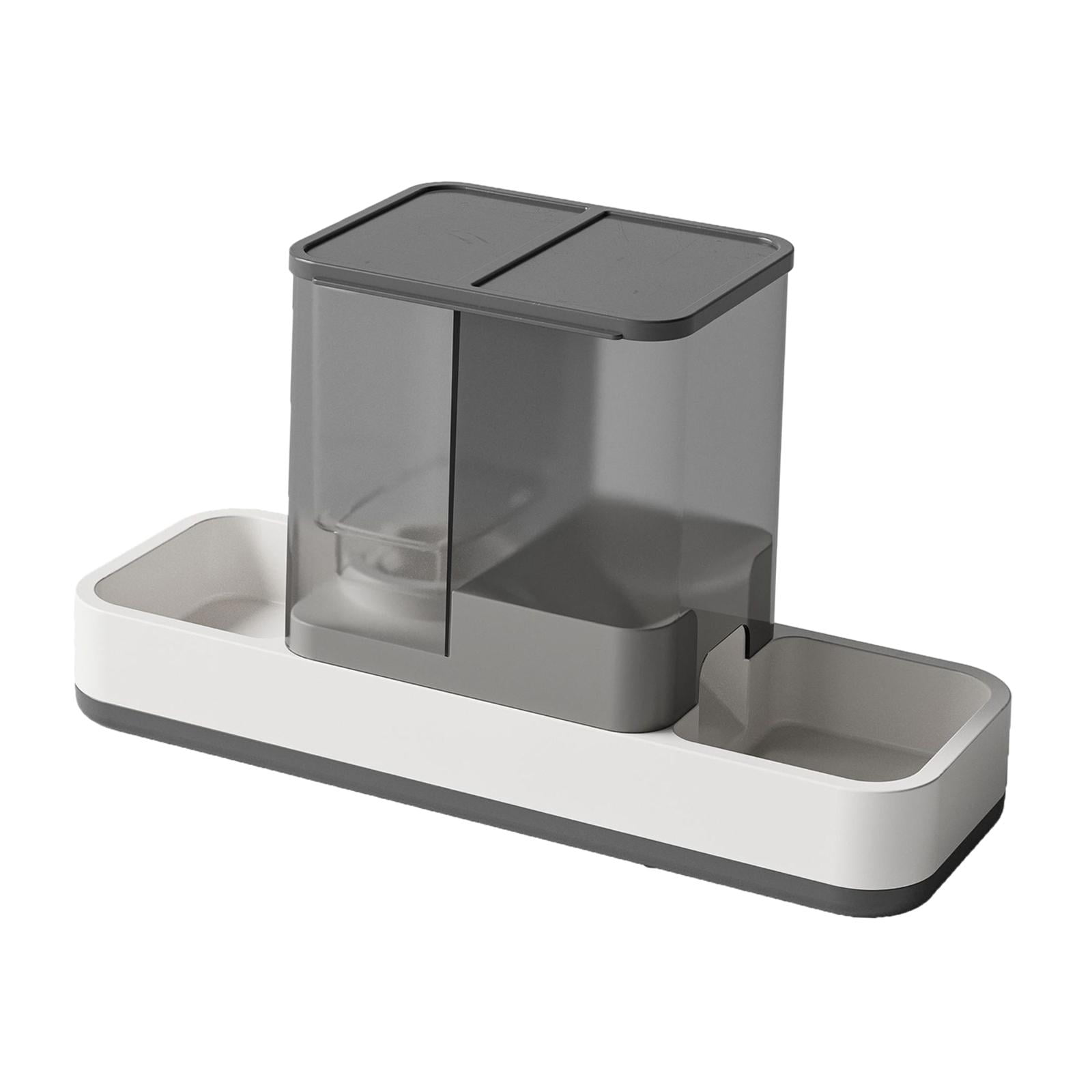 Alimentador De Comida Para Mascotas Por Gravedad, Plato Para Cuenco Para Perros Y Gatos, 2 En 1, Para Gatitos, Conejos, Perros Y Gatos, Color Gris