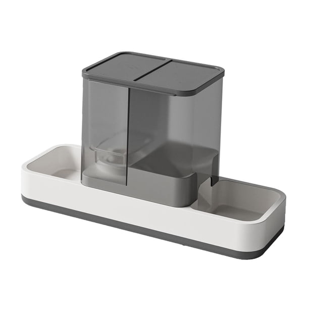 Alimentador De Comida Para Mascotas Por Gravedad, Plato Para Cuenco Para Perros Y Gatos, 2 En 1, Para Gatitos, Conejos, Perros Y Gatos, Color Gris