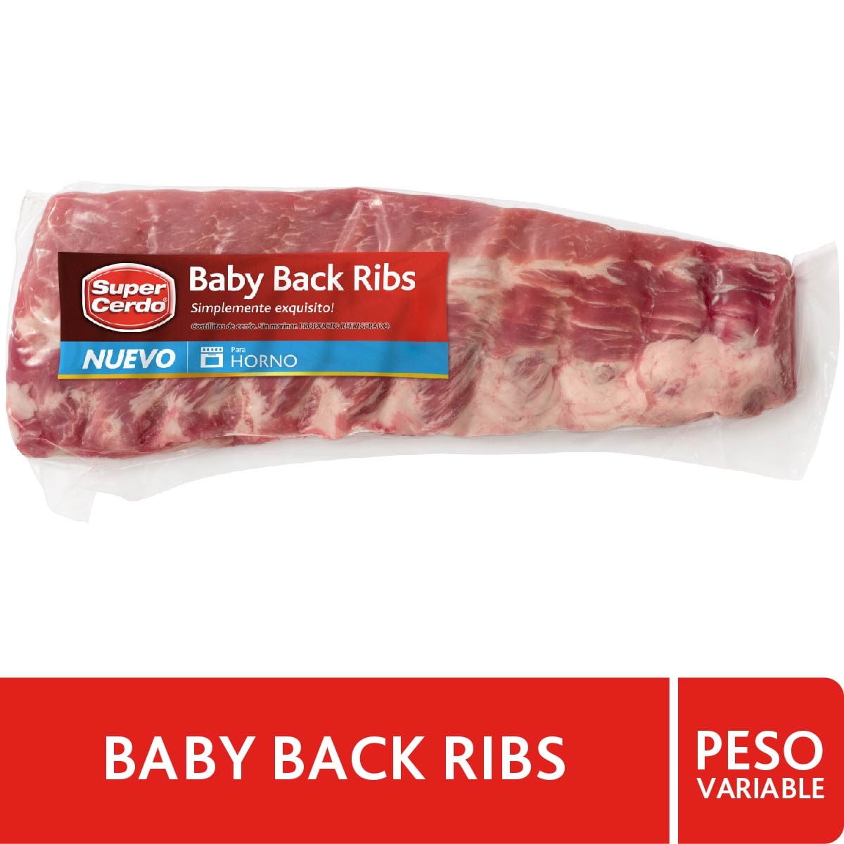 Costillar De Cerdo Baby Back Ribs Refrigerado 550 g Super Cerdo