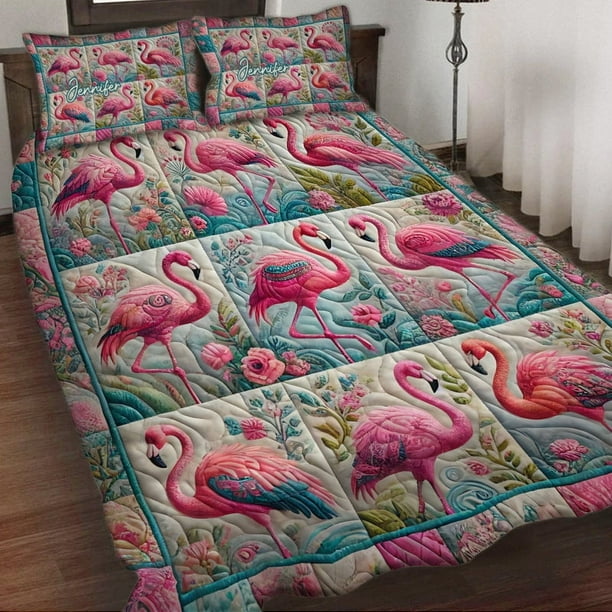 Vintage Flamingo - Juego de cama personalizado Flamingo