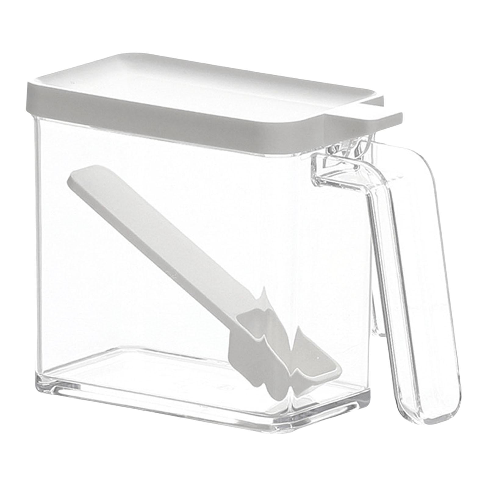 Magideal - Caja De Condimentos Transparente Para Cocina, Tarro De Especias Con Tapa Y Cuchara, Accesorio De 4x3,9x2,3 Pulgadas, Práctico, Reutilizable Y Duradero