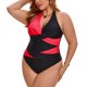 thumbnail image 4 of Agnes Orinda Traje de Baño de Una Pieza para Mujer de Talla Grande Halter Cruzado Bloque de Color Sin Espalda Push Up Ropa de Playa L Rojo, 4 of 9