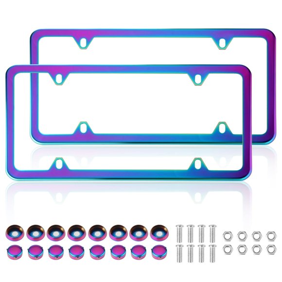 Marco para placa de matrícula BootupGer 31 cm iridiscente – paquete de 2