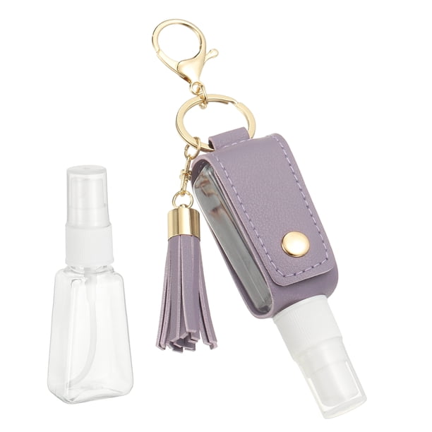 Botellas de spray vacías de viaje con soportes de bolsa de cuero, botella recargable a prueba de fugas de 30ml, tamaño de viaje