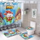 thumbnail image 1 of Om Nom-theme 4-Piece Shower Curtain Set with Rugs, Waterproof Bathroom Decor Set Includes Bath Mat, U-Shaped Rug, Toilet Lid Cover and Curtain with Hooks, 1 of 6