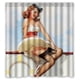 thumbnail image 1 of Cortina de ducha de chica pin-up de la marina, juego de cortinas de baño con ganchos, tamaño 60 x 72 pulgadas, 1 of 3