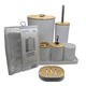thumbnail image 2 of Juego Accesorios Set De Baño 6 Piezas Bambú Cepillo WC Blanco + Cortina De Obsequio, 2 of 7