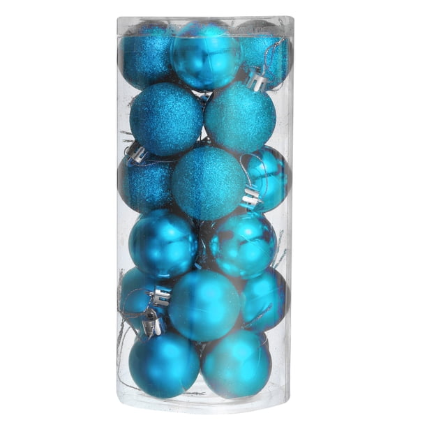 Uxcell 24Pcs 1.5" Bolas de Navidad Adornos, Juego de Bolas Colgantes Irrompibles para Árbol de Navidad Azul