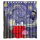thumbnail image 1 of Cortina de ducha con diseño de Snoopy y Tardis de la noche estrellada de Doctor Who, juego de cortinas de baño con ganchos, tamaño 60 x 72 pulgadas, 1 of 3