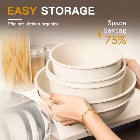 Set Ollas Astercook 21 Piezas Ceramica Antiadherente Mango Removible