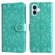thumbnail image 1 of Funda tipo cartera FOXDOCK para iPhone 16 , diseño girasol en relieve, cuero PU, cierre magnético, soporte y tarjetero, 1 of 5