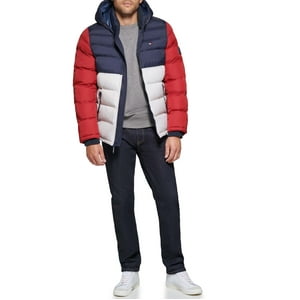 Chaqueta Acolchada Tommy Hilfiger Para Hombre, Azul Marino, Rojo Y Hielo, Talla M