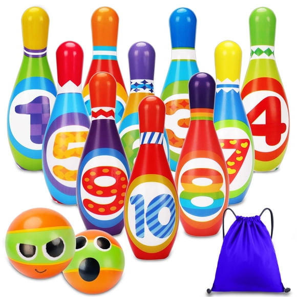 Juego de bolos AugToy Kids 2-5 Soft, 10 alfileres de espuma y 2 bolas