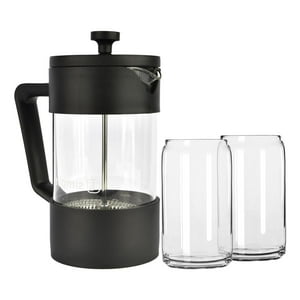 Pack Cafetera Francesa 600Ml + Set 2 Vasos 550Ml Simplit Negro