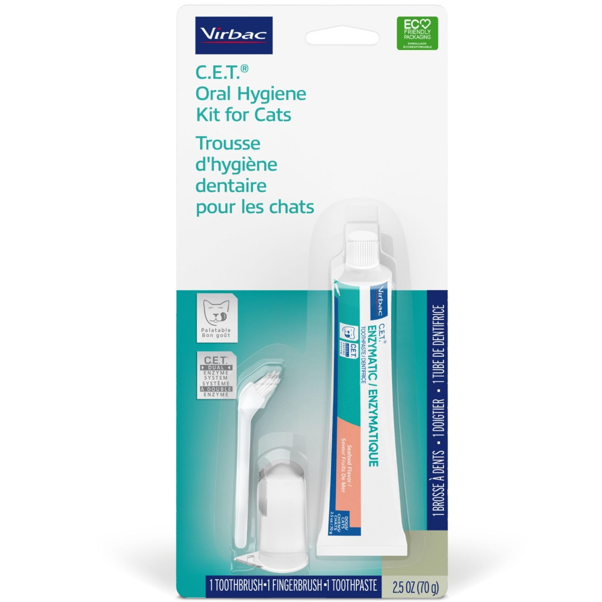 Kit de Higiene Oral Virbac C.E.T. Pasta Dental Enzimática para Gatos