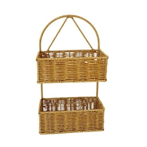 Bothyi - Cesta Montada En La Pared De Ratán De Imitación Para Balcón, Patio, Plantas Interiores Y Exteriores, Cuadradas, 2 Capas