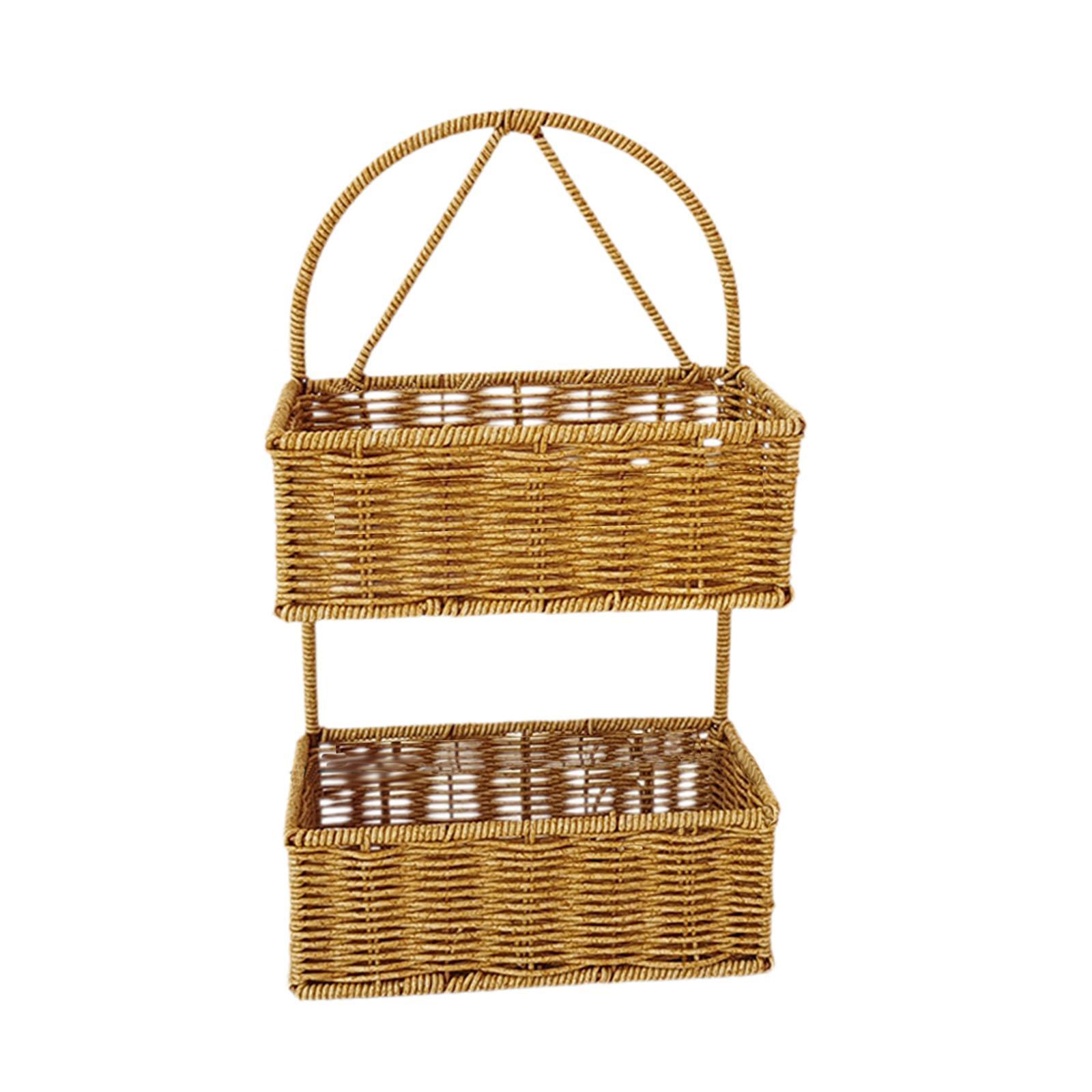 Bothyi - Cesta Montada En La Pared De Ratán De Imitación Para Balcón, Patio, Plantas Interiores Y Exteriores, Cuadradas, 2 Capas