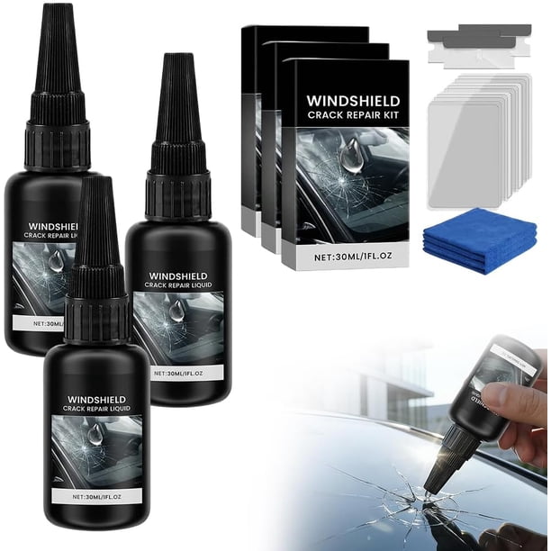 Kit reparación astillas parabrisas 2 set 30ml líquido toalla cuchilla láminas curado
