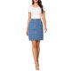 thumbnail image 2 of INSPIRE CHIC Falda de Mezclilla para Mujer de Cintura Alta con Puntos Suizos Desgastados Línea H Hasta la Rodilla Talla S Azul, 2 of 6